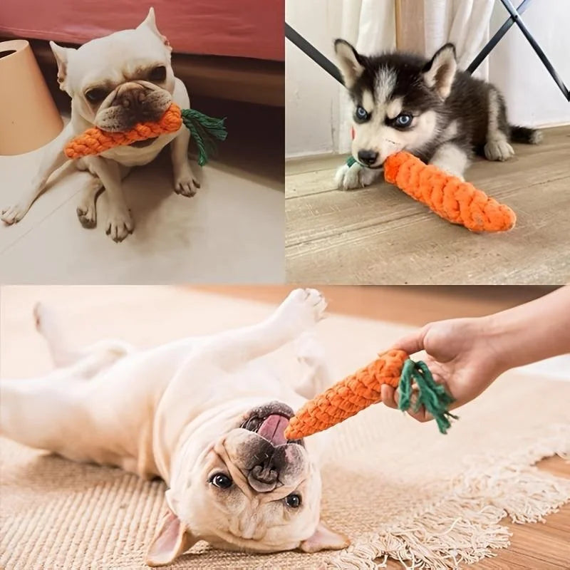 Carrot Rope Chew Toy for Dogs & Cats – Cotton Knot Toy
