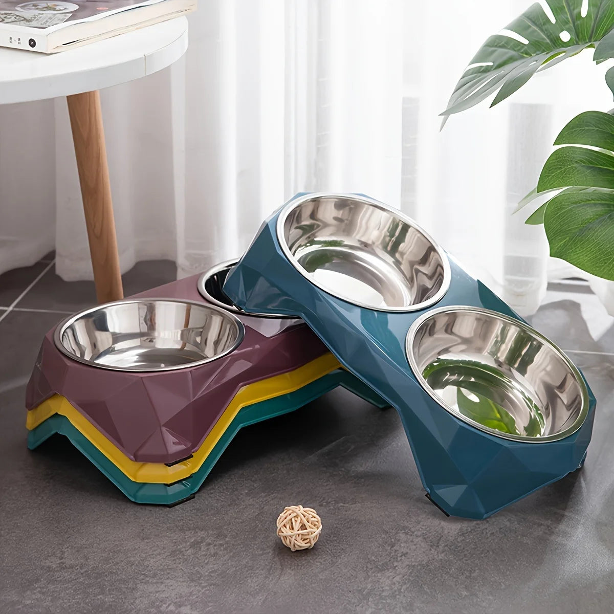 Stainless Steel Double Pet Bowl – Non-Slip Food & Water Feeder for Dogs & Cats