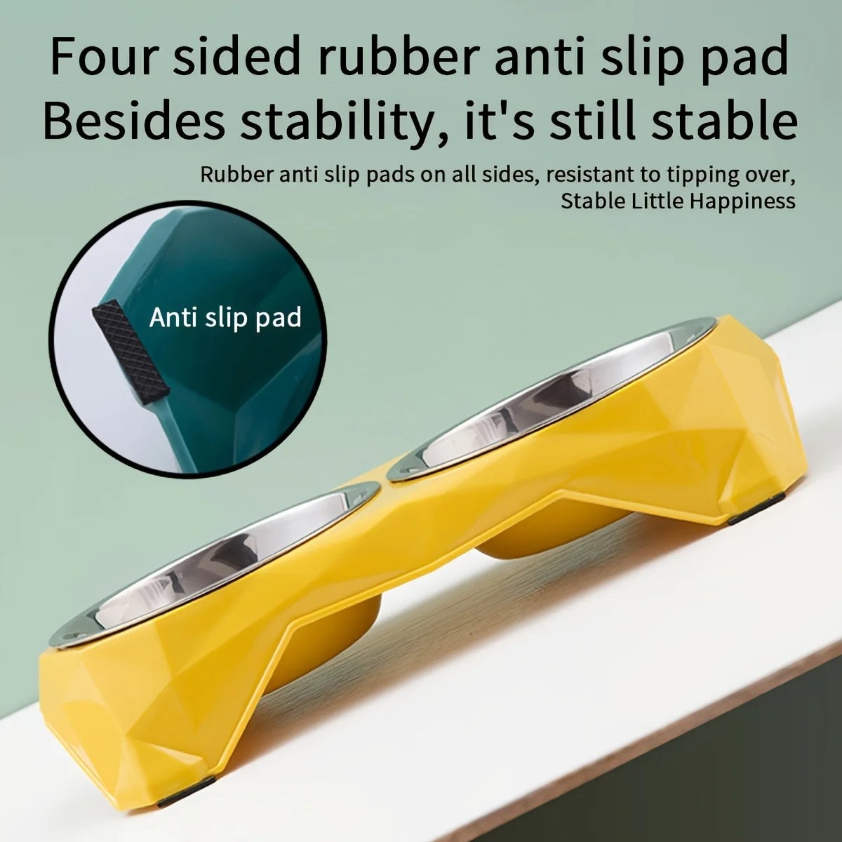 Stainless Steel Double Pet Bowl – Non-Slip Food & Water Feeder for Dogs & Cats