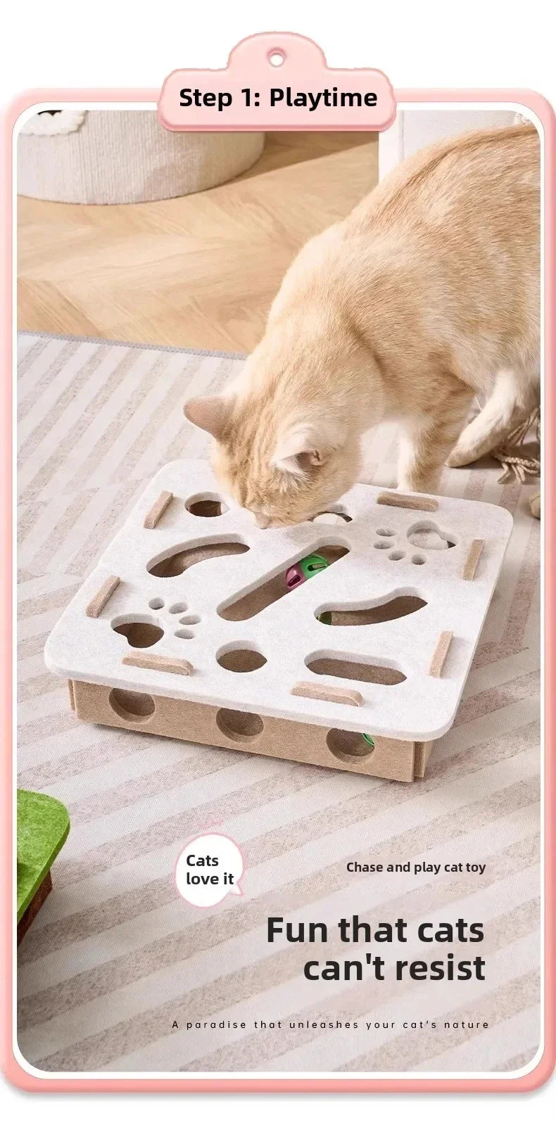 Interactive Cat Puzzle Toy – Felt Activity Box with Ball
