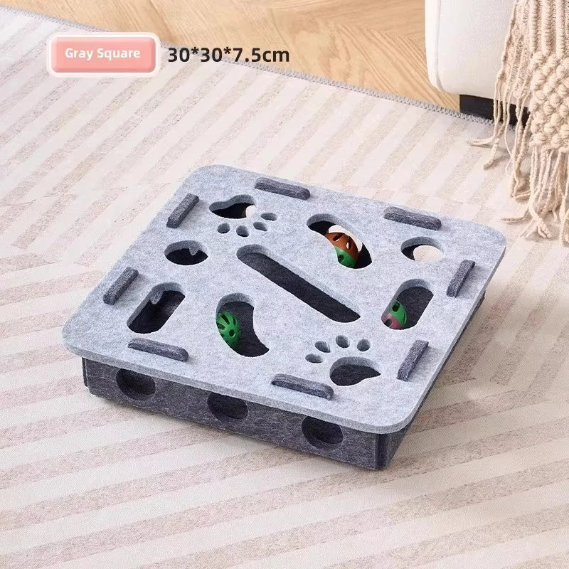 Interactive Cat Puzzle Toy – Felt Activity Box with Ball