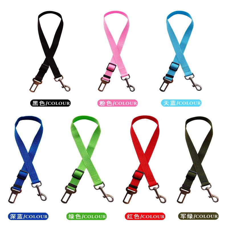 Adjustable Dog Car Seat Belt – Pet Safety Restraint Strap for Cars