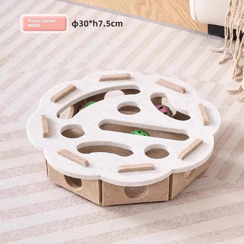 Interactive Cat Puzzle Toy – Felt Activity Box with Ball