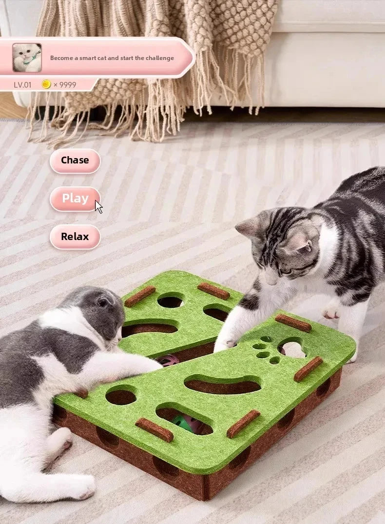 Interactive Cat Puzzle Toy – Felt Activity Box with Ball