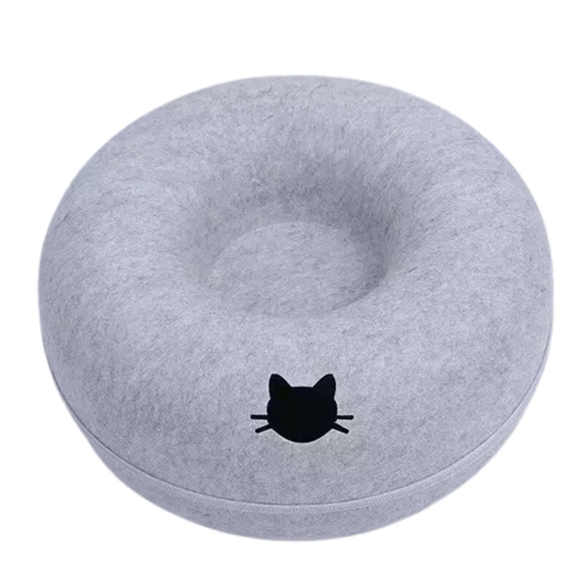 2-in-1 Donut Cat Bed & Tunnel – Cozy Felt Hideaway and Interactive Play Bed