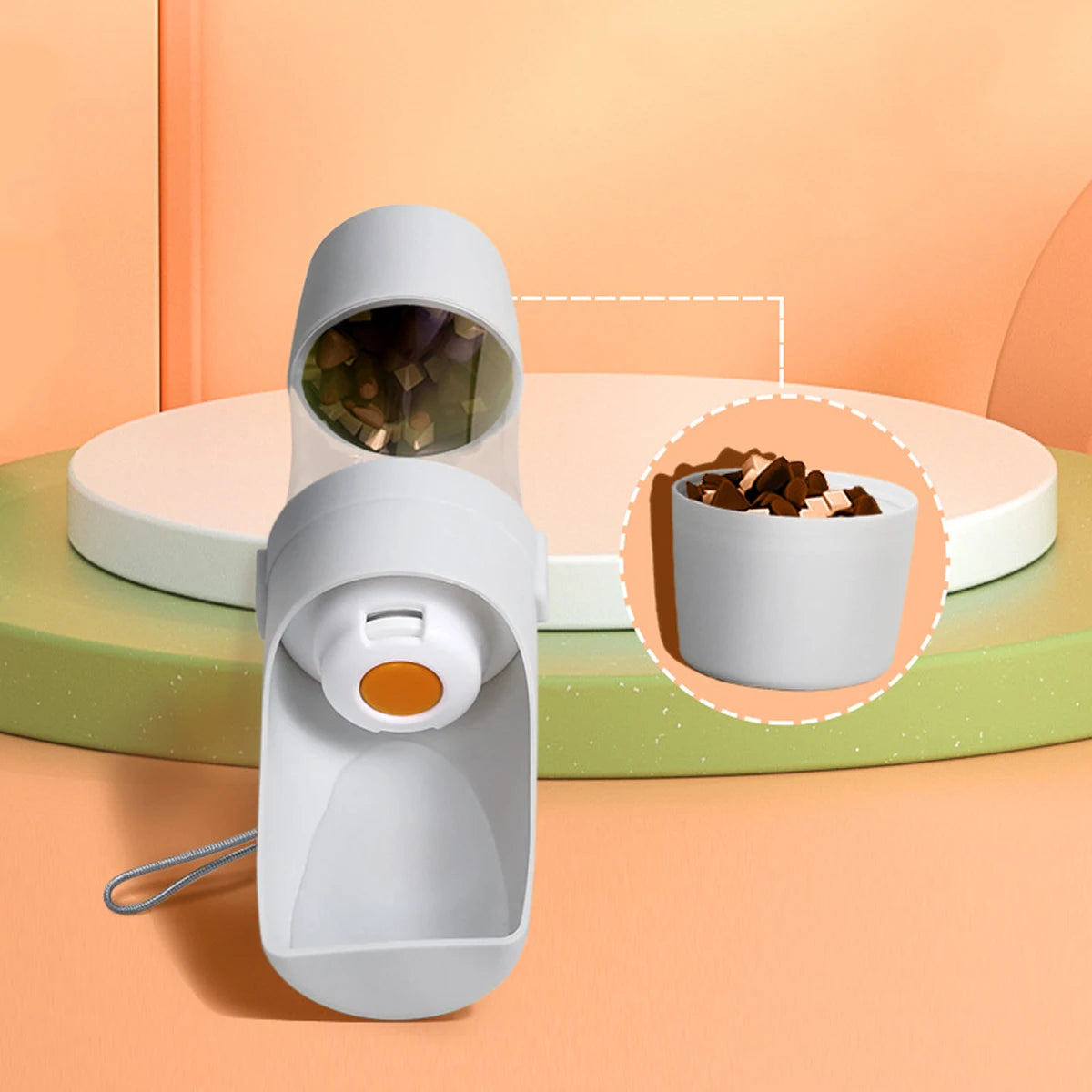Portable Pet Water Bottle with Food Storage – Travel Feeder for Dogs & Cats