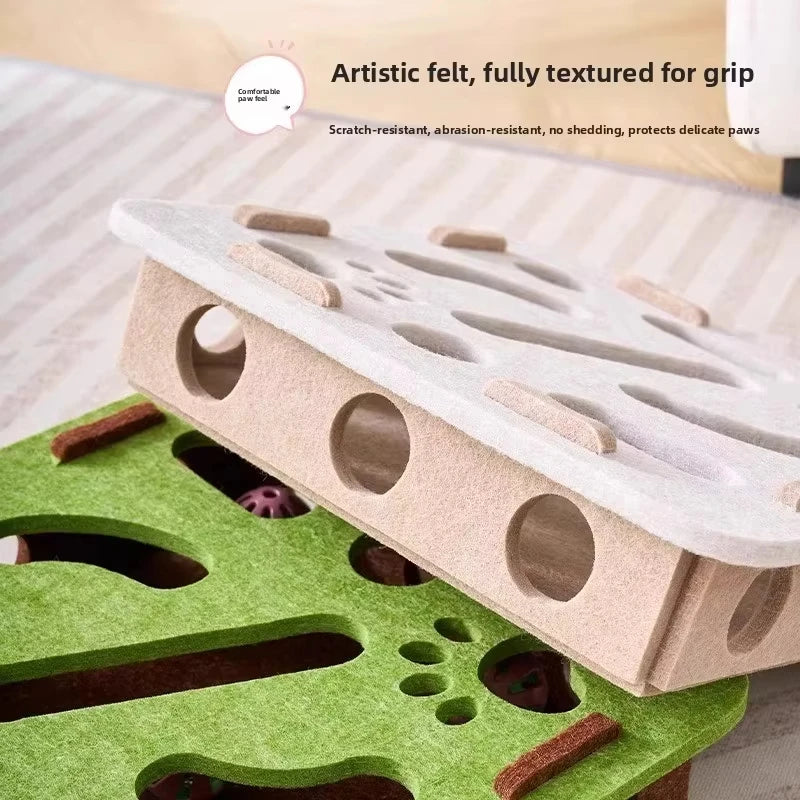 Interactive Cat Puzzle Toy – Felt Activity Box with Ball