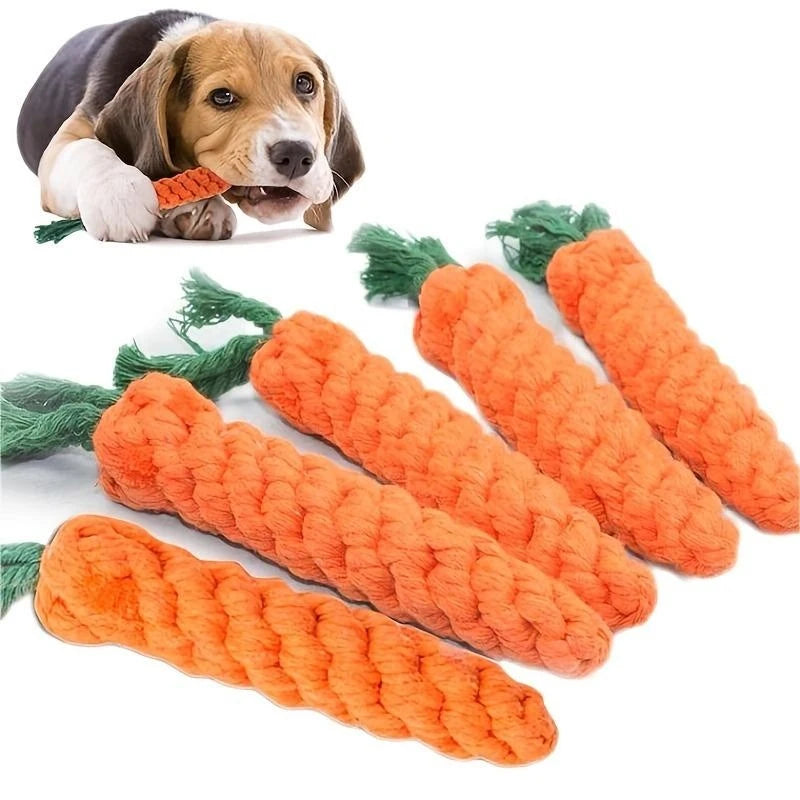 Carrot Rope Chew Toy for Dogs & Cats – Cotton Knot Toy