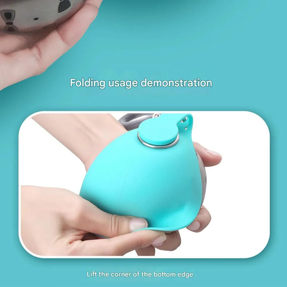 Portable Dog Water Bottle with Silicone Bowl – Leak-Proof Travel Bottle for Walks & Trips