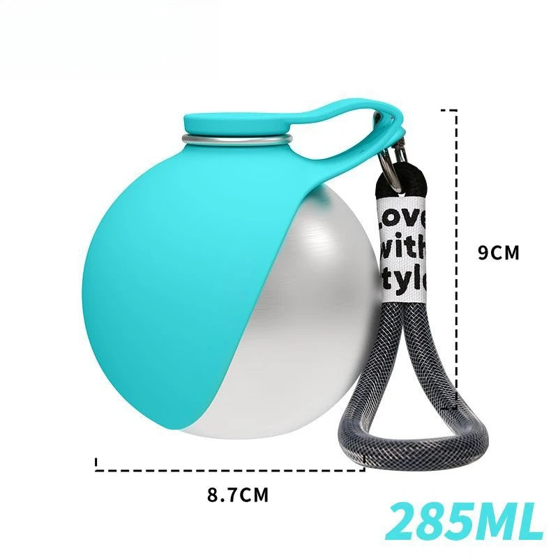 Portable Dog Water Bottle with Silicone Bowl – Leak-Proof Travel Bottle for Walks & Trips