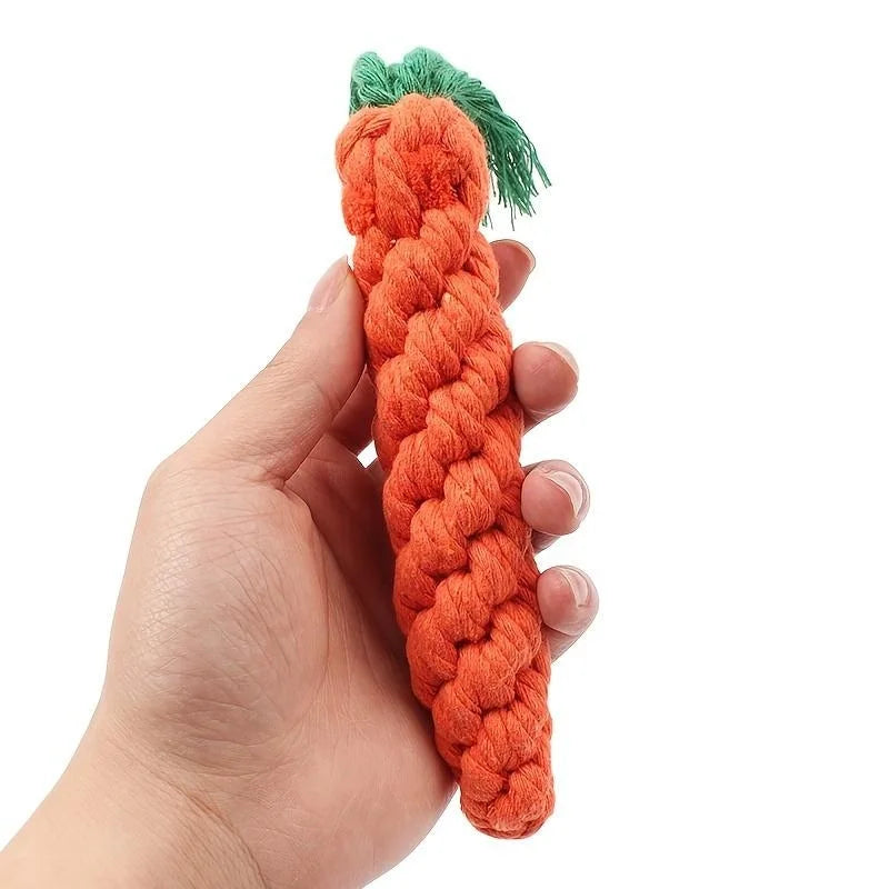 Carrot Rope Chew Toy for Dogs & Cats – Cotton Knot Toy
