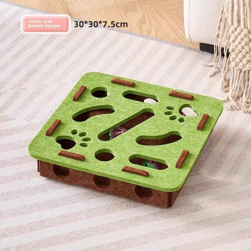 Interactive Cat Puzzle Toy – Felt Activity Box with Ball