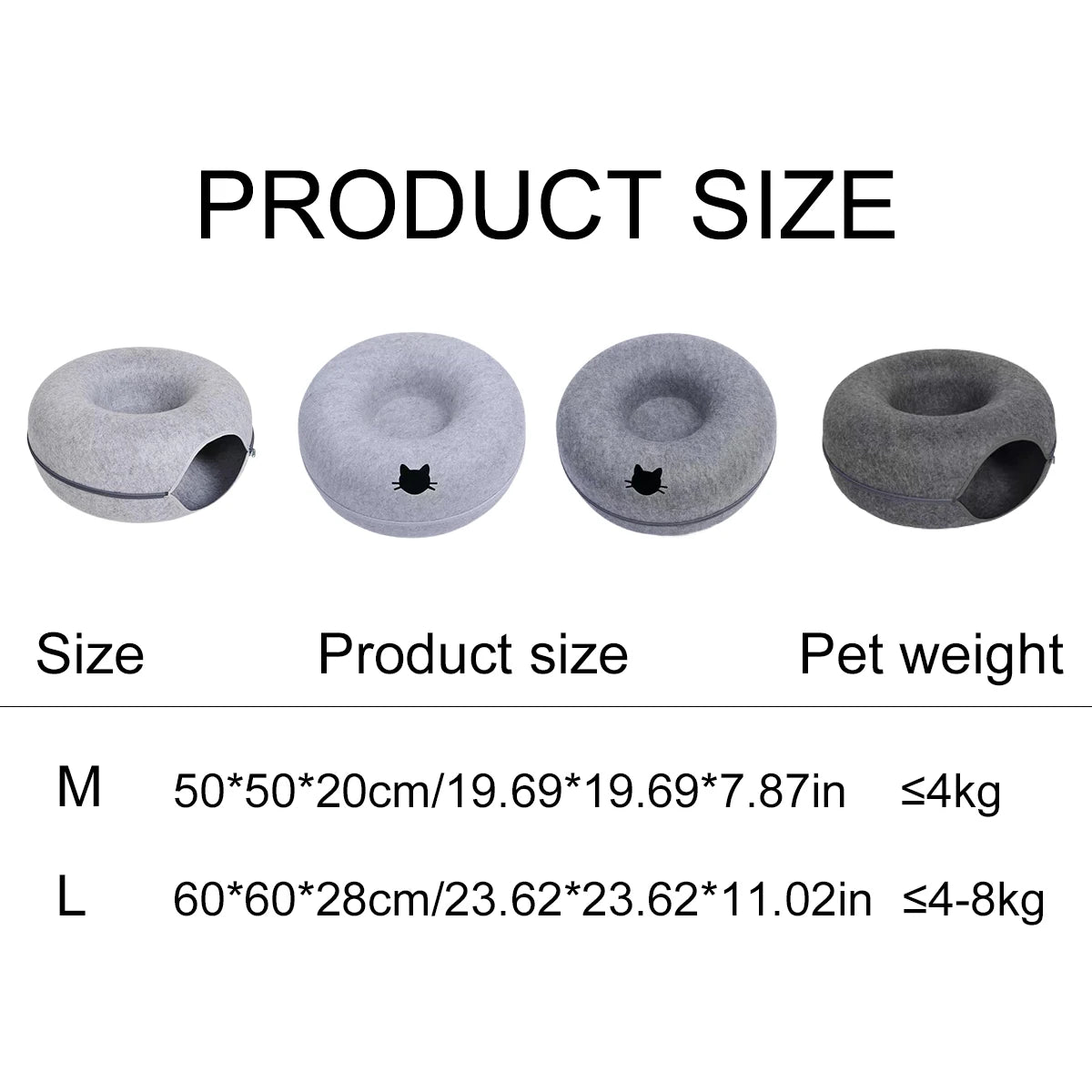 2-in-1 Donut Cat Bed & Tunnel – Cozy Felt Hideaway and Interactive Play Bed
