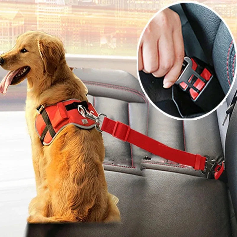 Adjustable Dog Car Seat Belt – Pet Safety Restraint Strap for Cars
