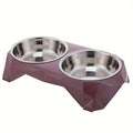 Stainless Steel Double Pet Bowl – Non-Slip Food & Water Feeder for Dogs & Cats