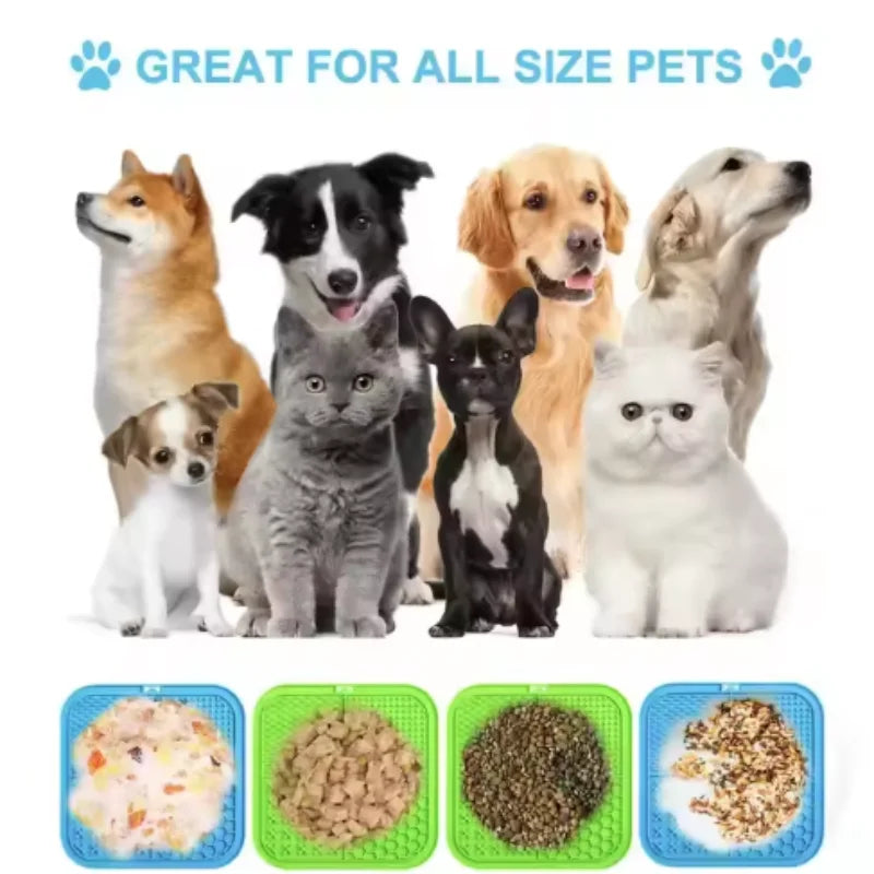 Silicone Lick Mat for Dogs & Cats – Slow Feeder Enrichment Mat for Treats & Bath Time