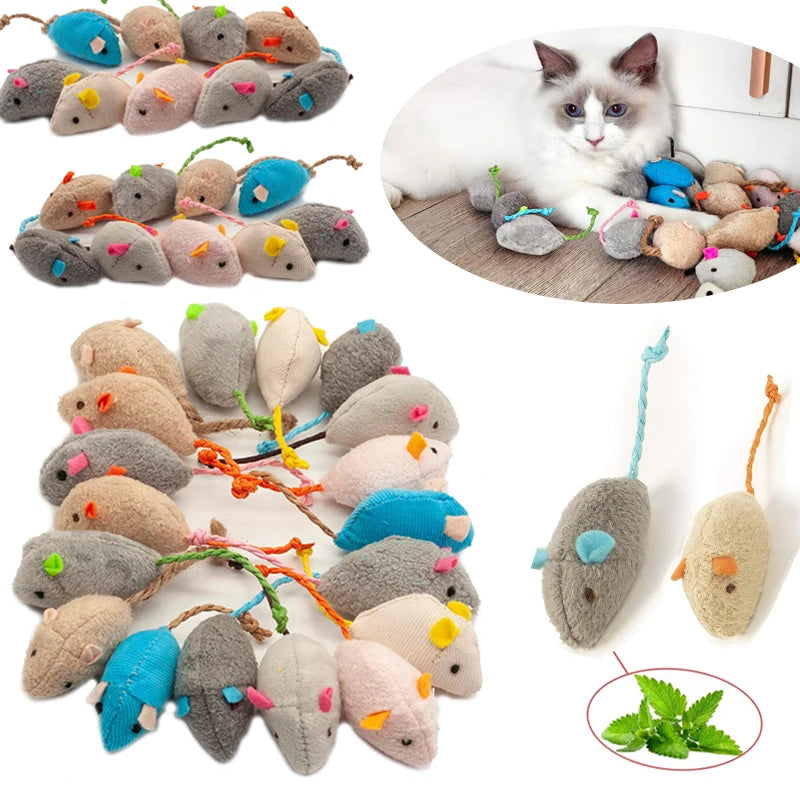 Catnip Mouse Toys for Cats – Interactive Rattle Plush Mice