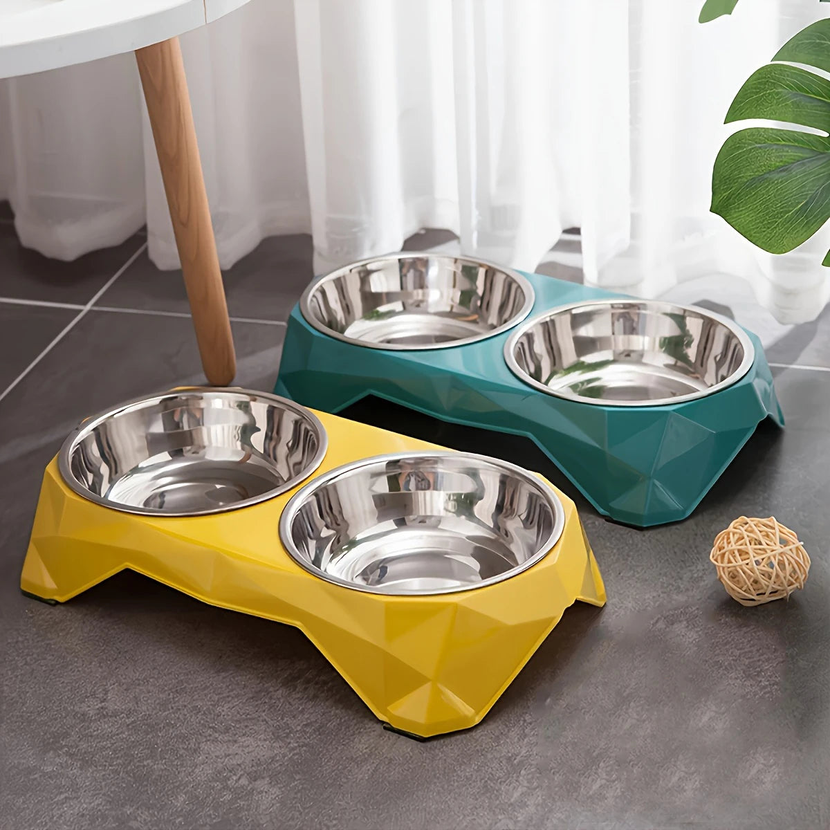 Stainless Steel Double Pet Bowl – Non-Slip Food & Water Feeder for Dogs & Cats