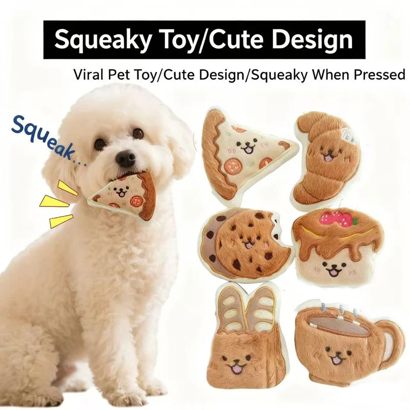 Cute Squeaky Plush Dog Toy – Fun Food-Shaped Puppy Toy