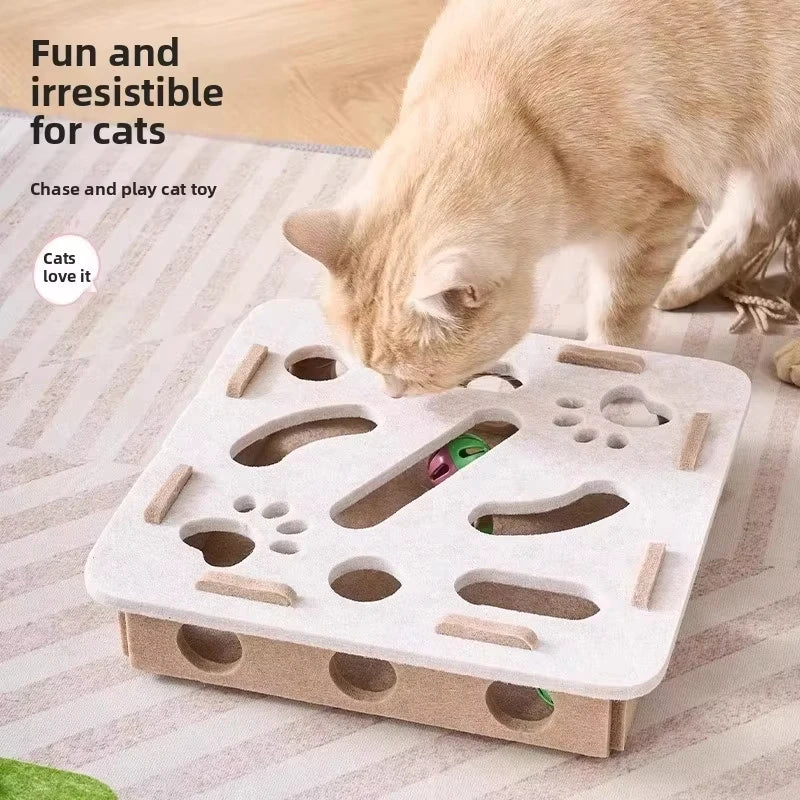 Interactive Cat Puzzle Toy – Felt Activity Box with Ball
