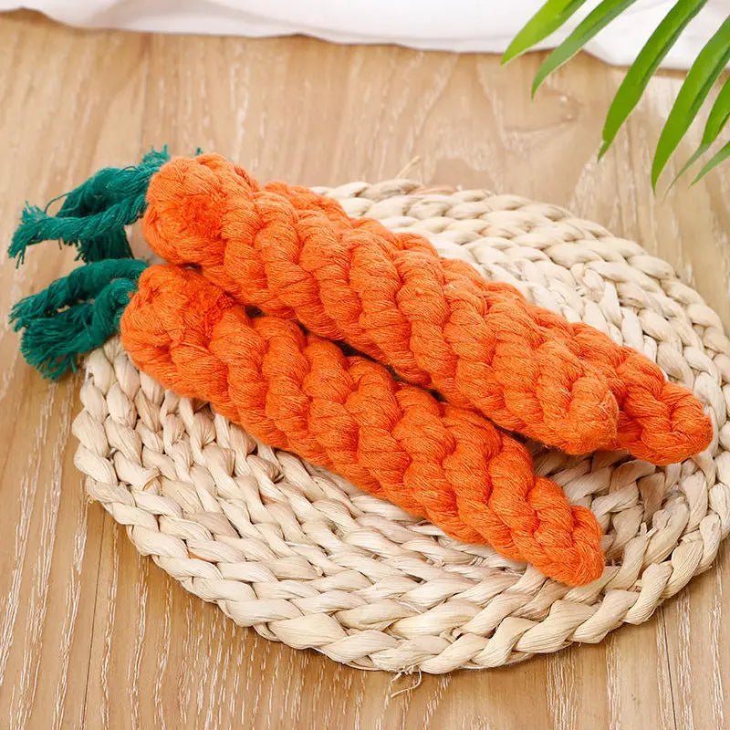 Carrot Rope Chew Toy for Dogs & Cats – Cotton Knot Toy