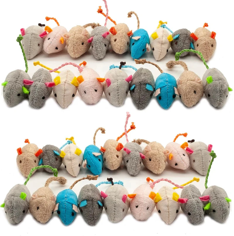 Catnip Mouse Toys for Cats – Interactive Rattle Plush Mice